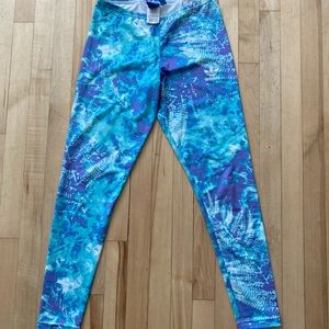 Adidas purple and turquoise leggings, size M